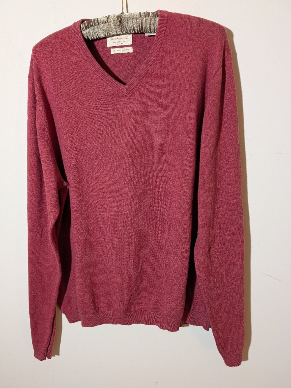 Weatherproof Vintage Cotton-Cashmere V-Neck Sweater Sz XL Maroon Red